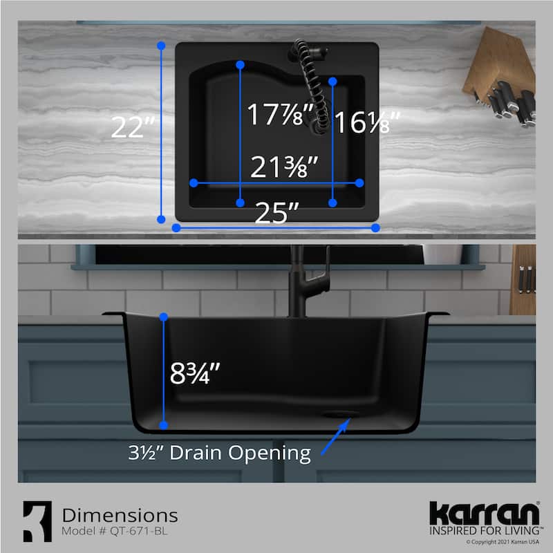 Karran Drop-in Quartz Single Bowl Kitchen Sink