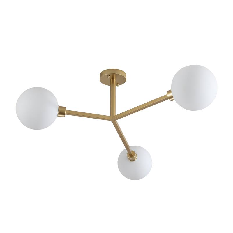 3-Light Semi Flush Mount Ceiling Light with Frosted Glass Shade