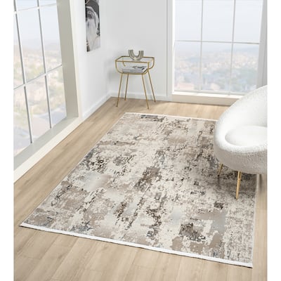 Thea Collection Beige/Blue Abstract Area Rug