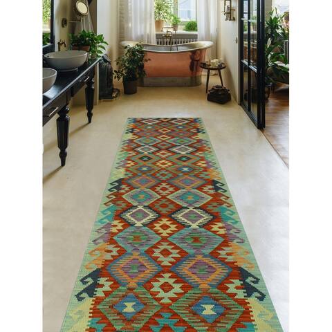 Noori Rug Sangat Kilim Dilnaz Rust/Purple Runner - 2'7" x 12'10"