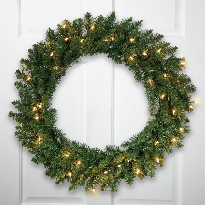 Buffalo Fir Artificial Christmas Wreath - 30-Inch, Clear Lights