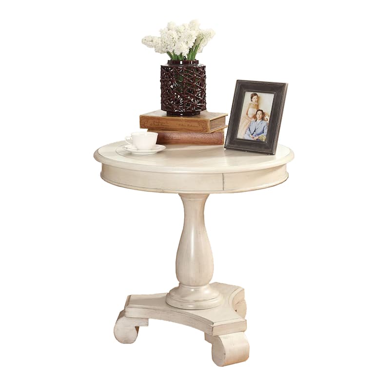 Rene Round Wood Pedestal Side Table