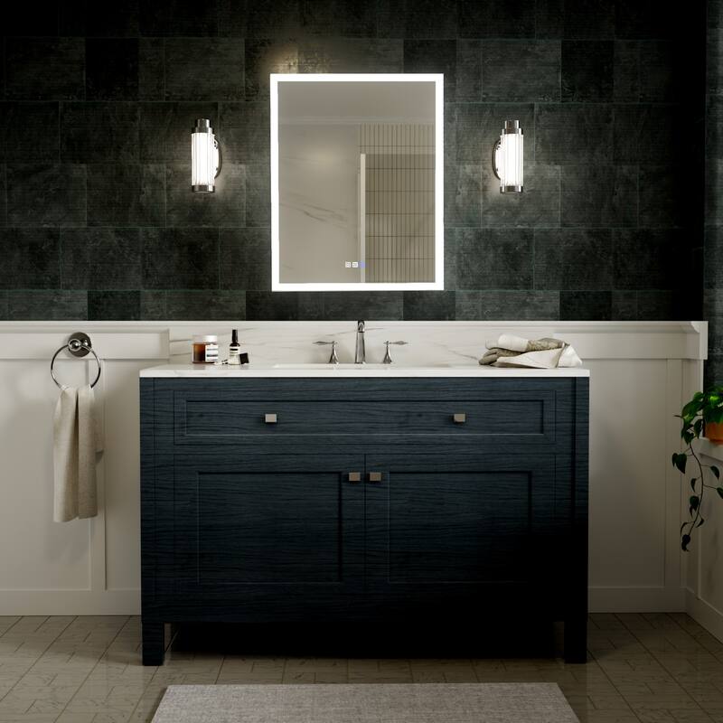 Modland 24"-30"W x 30"H LED Bathroom Medicine Cabinet with Mirror Anti-Fog,Surface or Recessed Mount