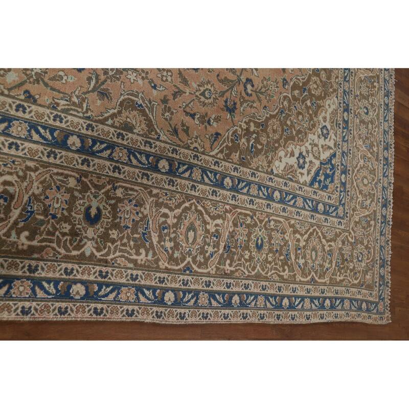 Traditional Kashan Vintage Persian Area Rug Handmade Wool Carpet - 9'9" x 12'9"