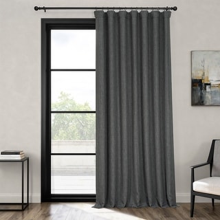 Exclusive Fabrics Textured Faux Linen Extra Wide Room Darkening Curtains for Bedroom & Living Room Curtains (1 Panel)