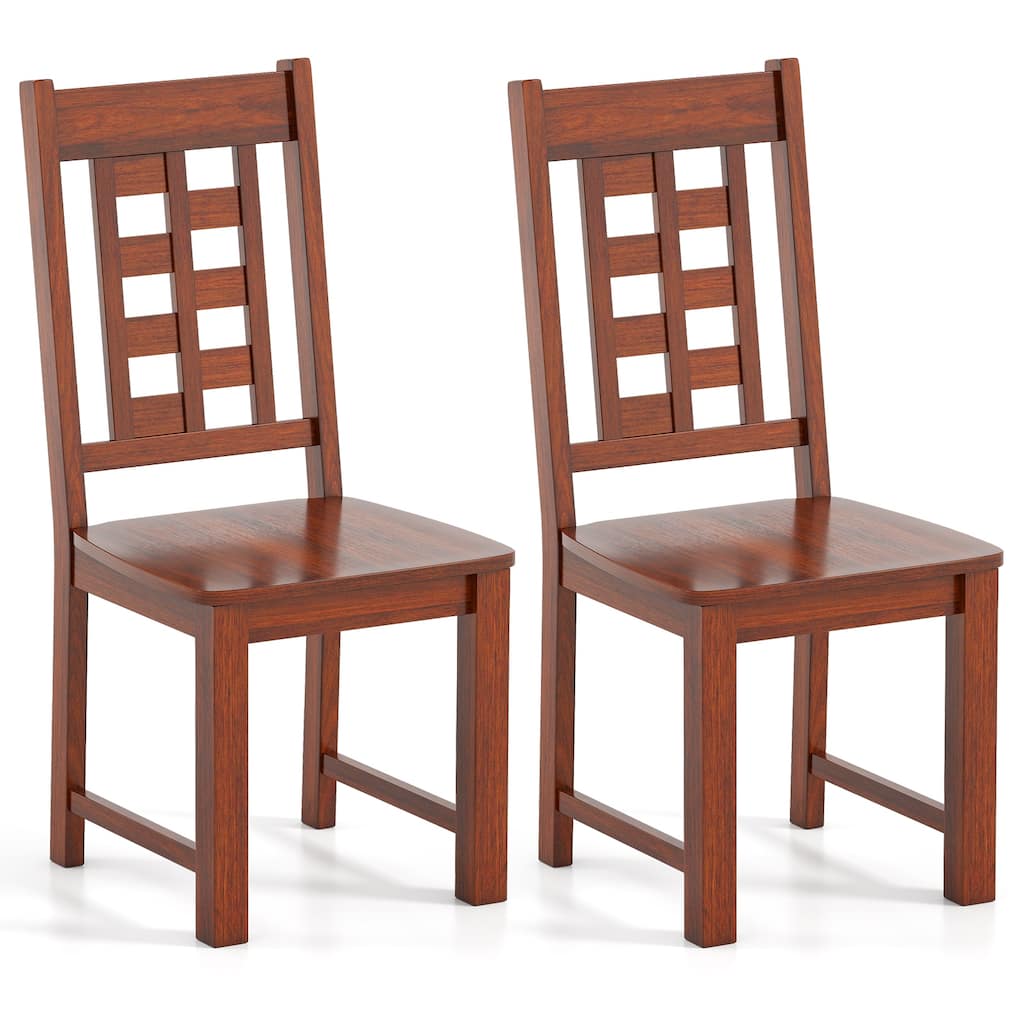 Gymax Dining Chairs Set of 2 w/Solid Rubber Wood Frame Elegant