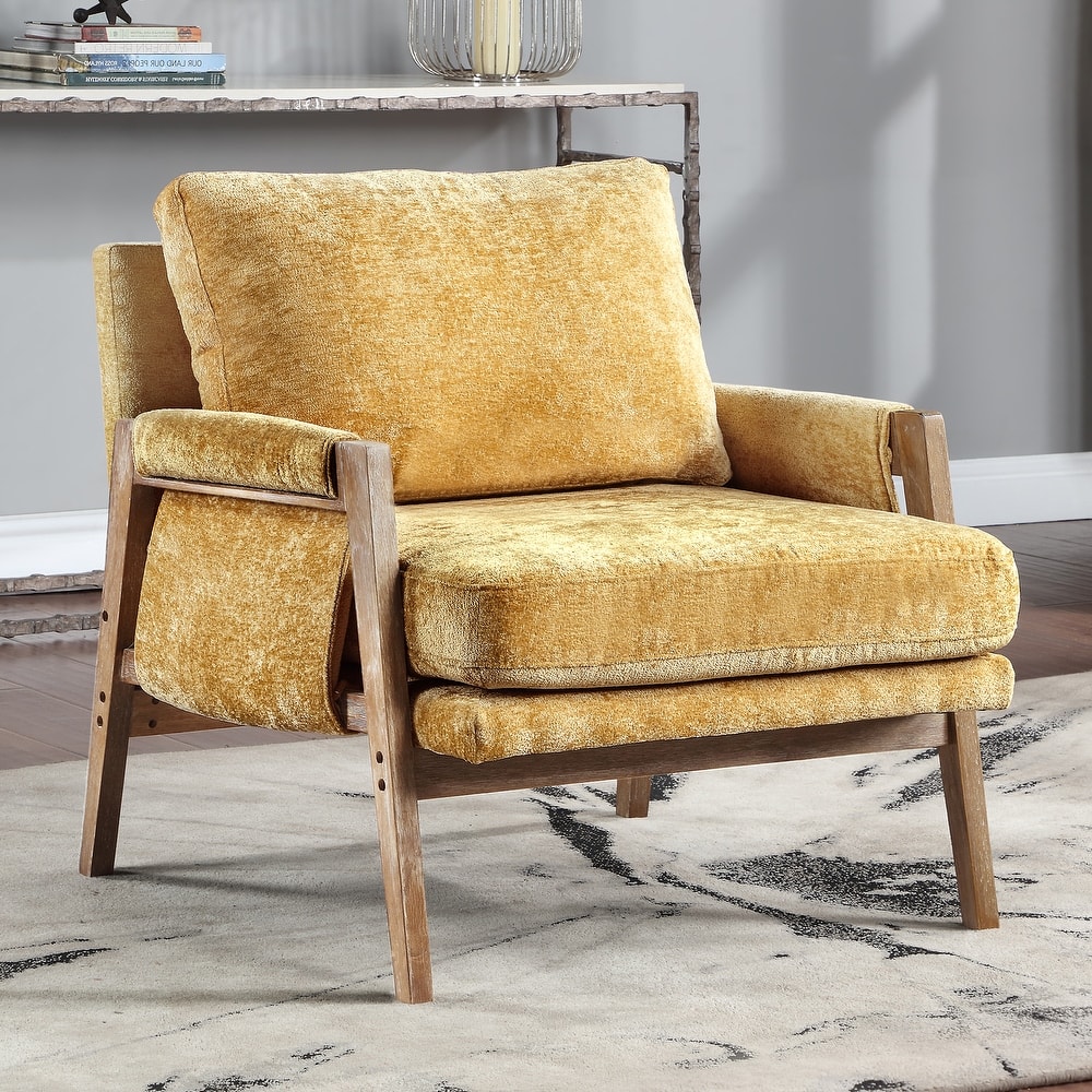Mid-Century Modern 30" W Chenille Upholstered Accent Leisure Armchair