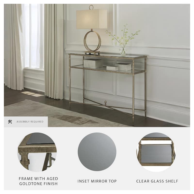 Signature Design by Ashley Cloverty Aged Gold Sofa Table - 45" W x 14" D x 33" H