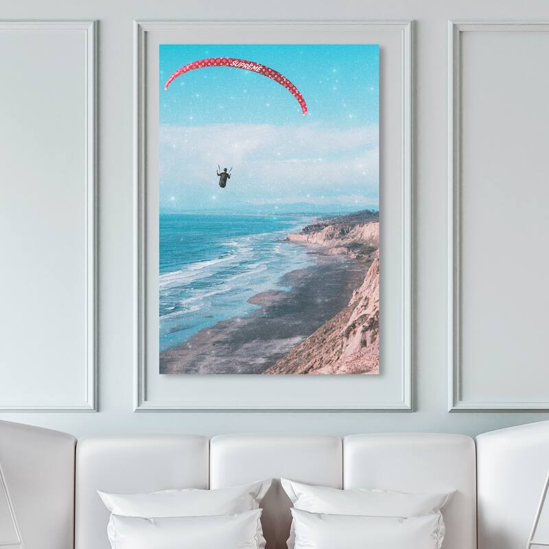 Wynwood Studio Fashion and Glam Paraglider II Blue and Modern & Contemporary Wall Art Canvas Print - 45 x 30