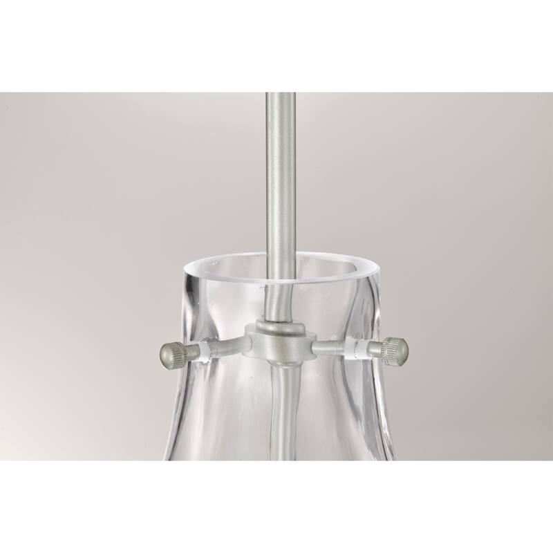 Clear Dimpled Cylindrical Glass Pendant Ceiling Light - 12in