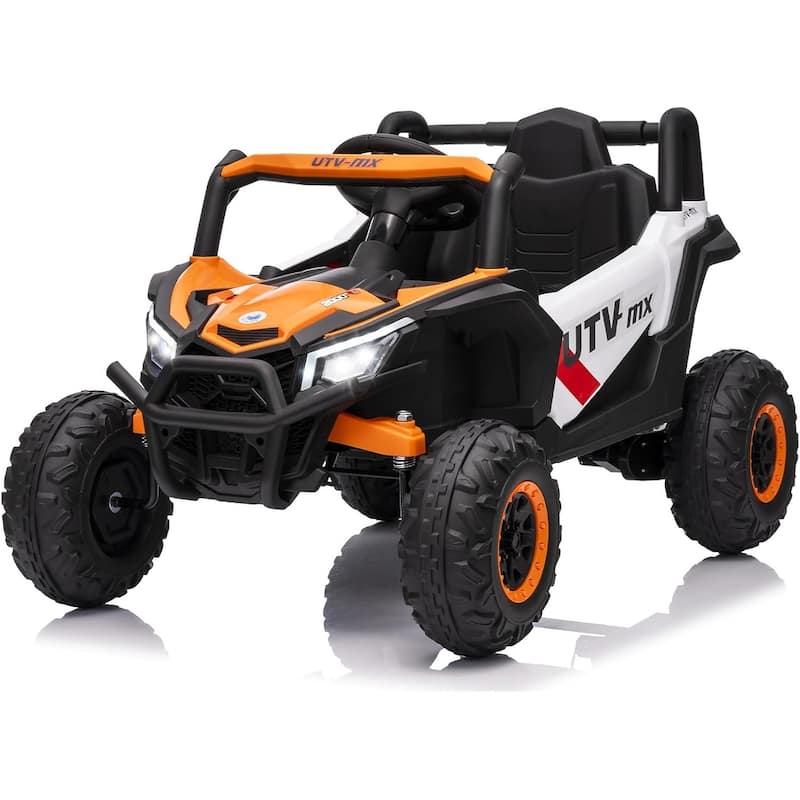 12V Kids Ride On Car,UTV Truck with Remote Control,Electric Vehicle with 4 Spring Suspension - Orange