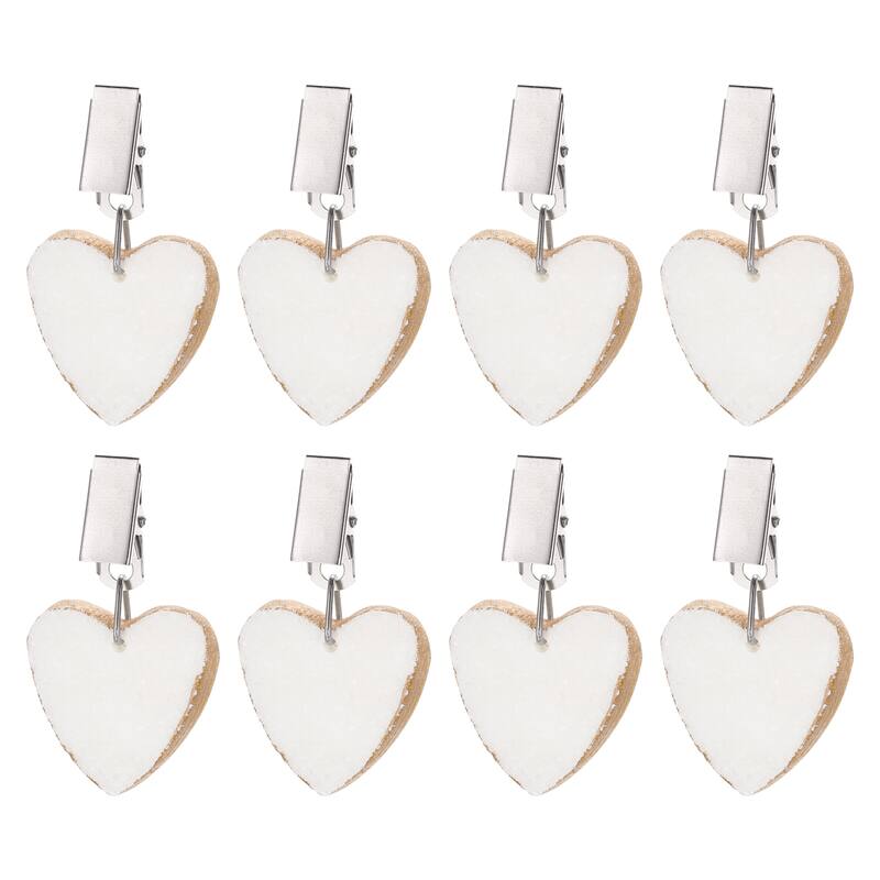 8PCS Marble Gold Heart Shape Tablecloth Weights with Metal Clip, White