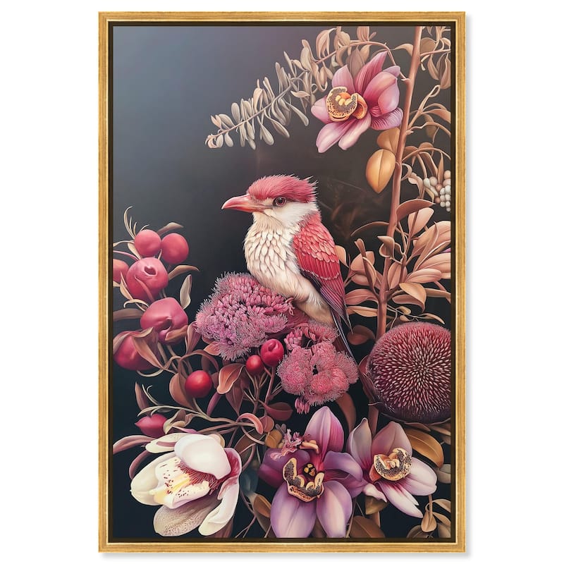 Bird and Bloom Canvas by Art Remedy - 30" x 45" - Gold