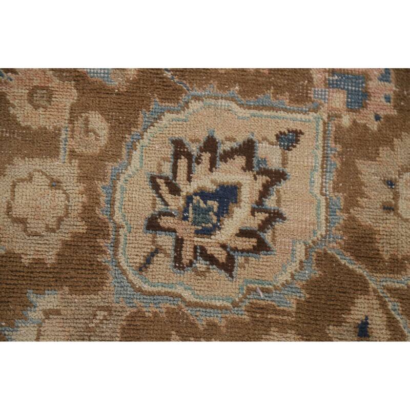 Hand Knotted Oriental 100% Wool Carpet Traditional Floral Peach Mashad Area Rug - 12' 7'' X 9' 9''