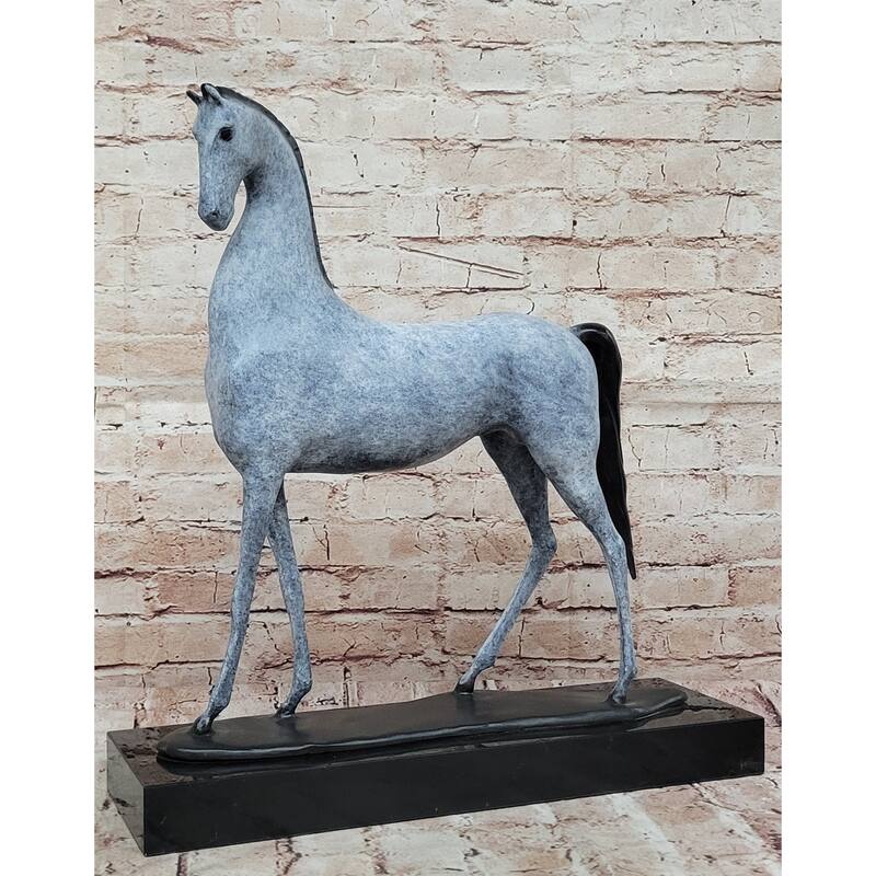 Bronze Imitative Horse Statue - Minimalist Equestrian Sculpture Decor Signed Art