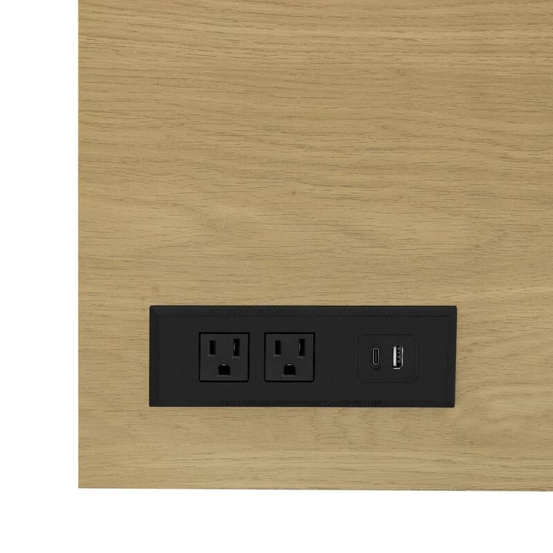 Modern 4-Door Sideboard Buffet with Power Outlets Adjustable Shelves and Half-Open Storage Design