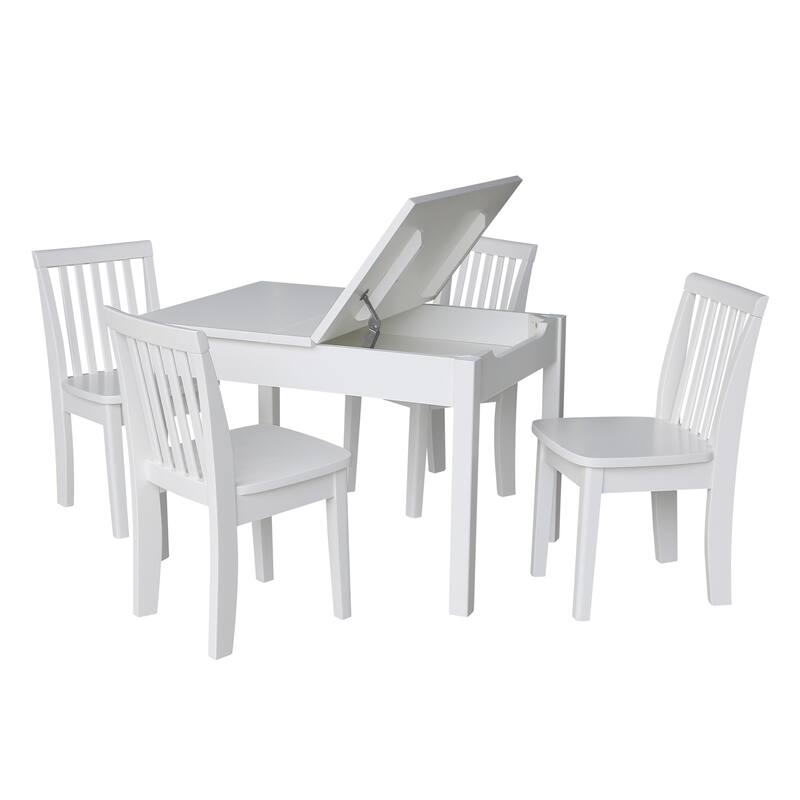 Kids Table with Lift Up Top and 4 Mission Juvenile Chairs - 5 Piece Set