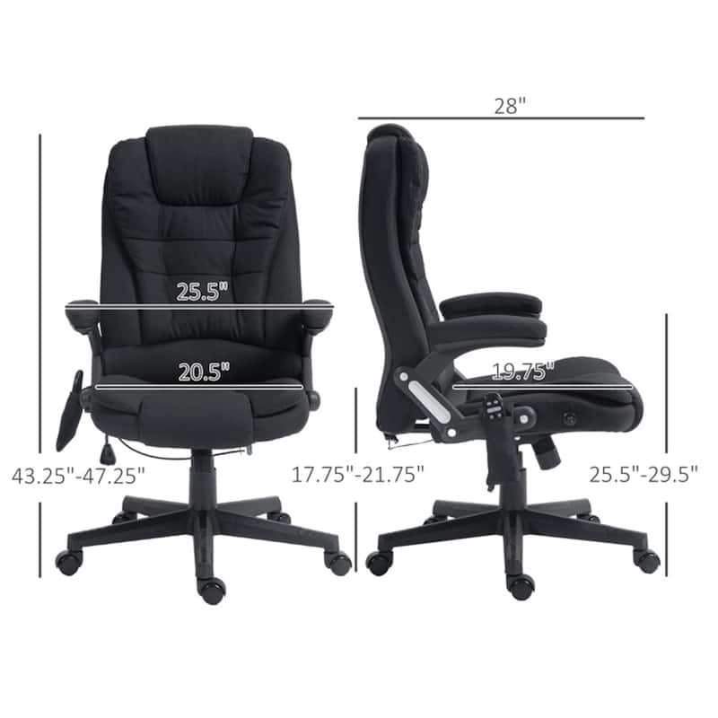 Linen Massage Office Chair with Adjustable Height, Recline, Lumbar Heating & Swivel Wheels