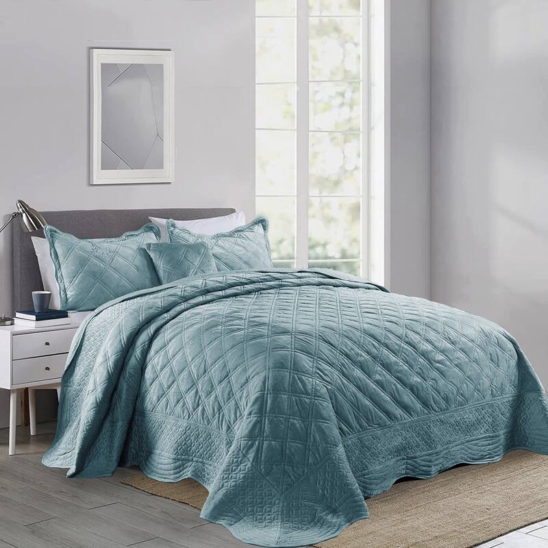 Serenta Supersoft Microplush Quilted 4 Pieces Bedspread Coverlet Set