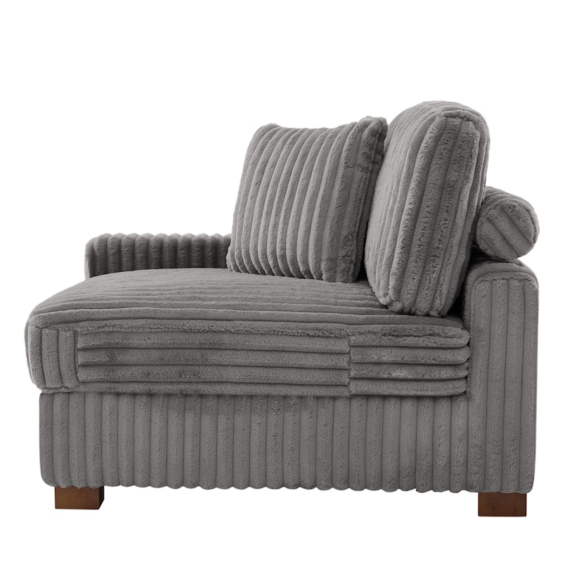 Plush Corduroy Chaise Armchair Modular Lounge Sectional Corner Sofa
