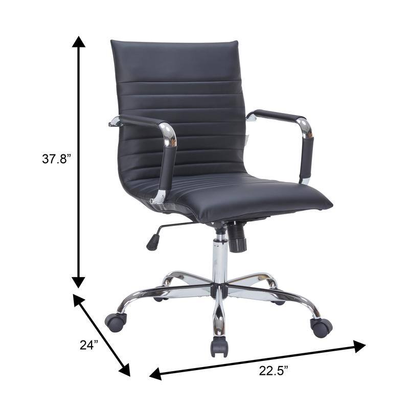 Harris Ergonomic Mid-Back Leather Office Chair with Metal Frame, Adjustable Height, Tilt Lock, and Swivel for Home Office
