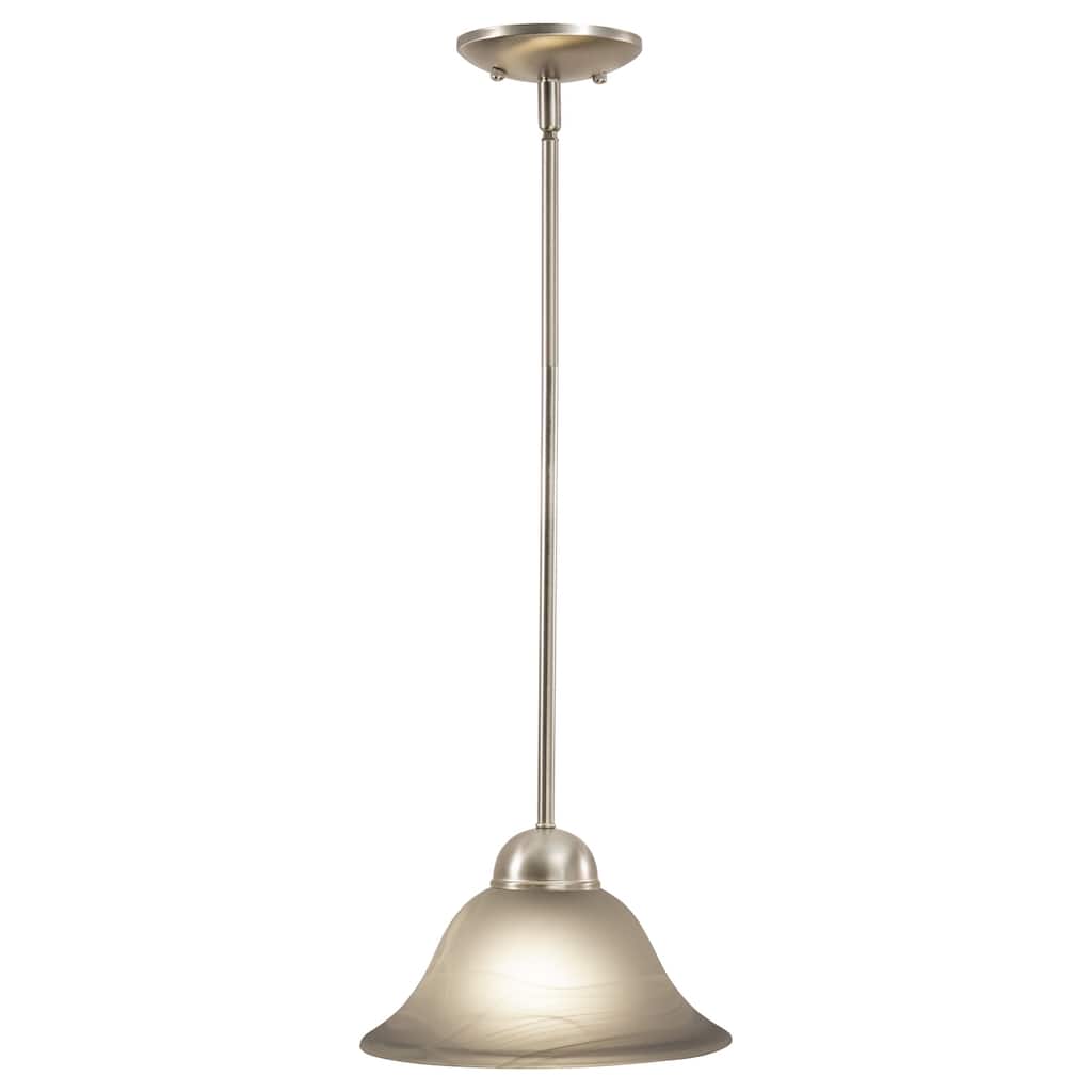 Mini Pendant Ceiling Light - Brushed Nickel Finish, White Glass Shade, Adjustable Height - 35.63