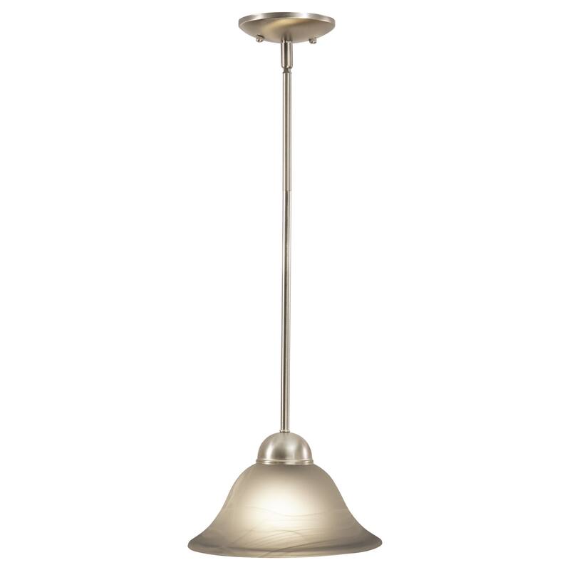 Mini Pendant Ceiling Light - Brushed Nickel Finish, White Glass Shade, Adjustable Height - 35.63