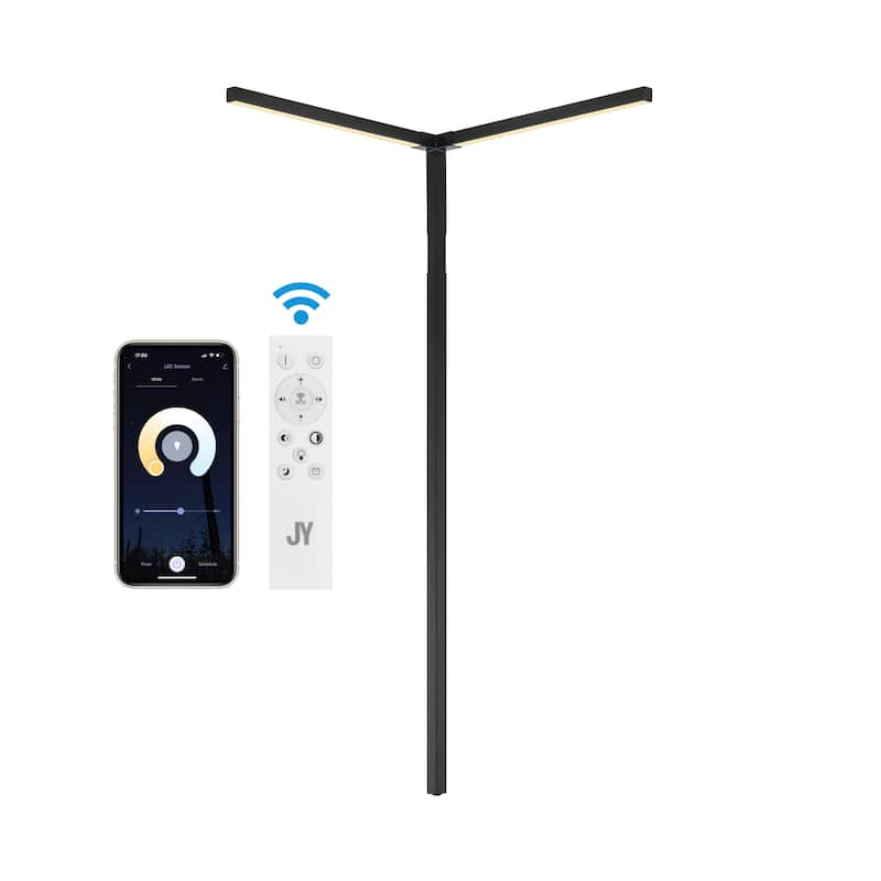 Caleb 18.25" 2-Light Modern Minimalist Iron Integrated Plug-In LED Sconce for Ceiling Corner by JONATHAN Y - Black