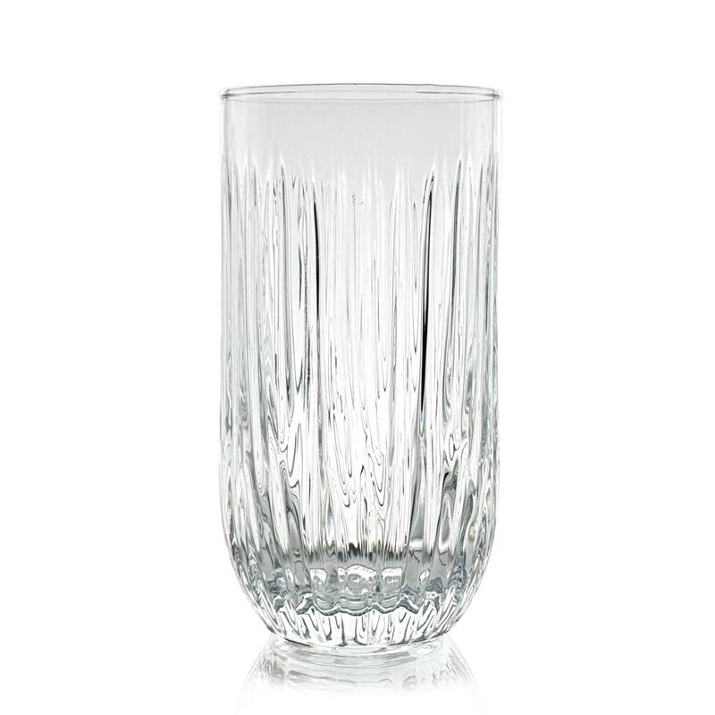 Sleek 14 oz. Cristalline Tumblers Linear Grooved Design Perfect for Hot and Cold Beverages