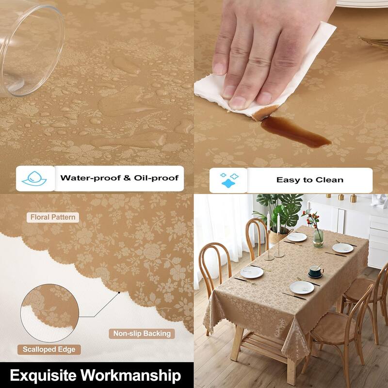 Waterproof Wipeable Vinyl Tablecloth,Rectangle Heavy Duty Table Cloth,140"L x 60"W