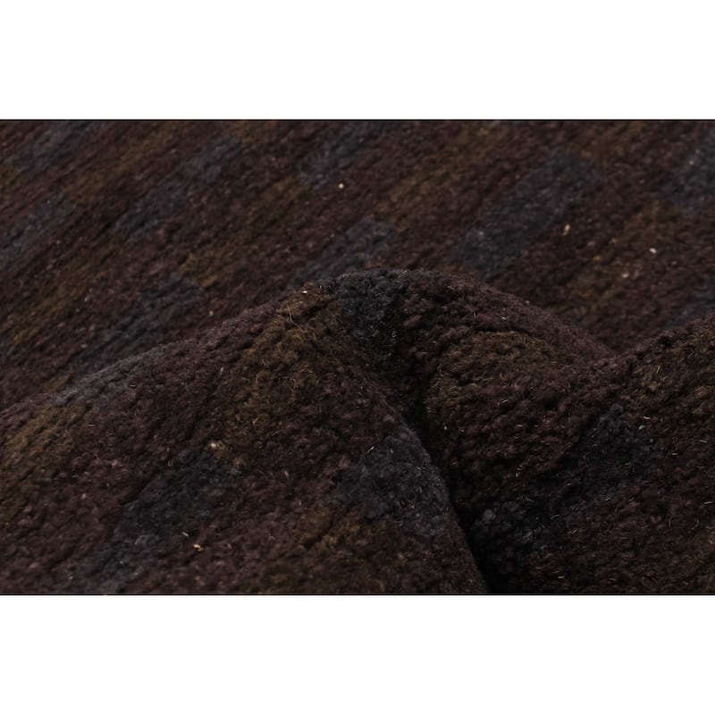ECARPETGALLERY Hand-knotted Opulence Black, Dark Navy Wool Rug - 3'2 x 11'6