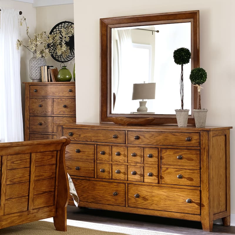 Liberty Furniture Grandpa's Cabin Sleigh Bed, Dresser, Mirror, Chest - California King, King, Queen