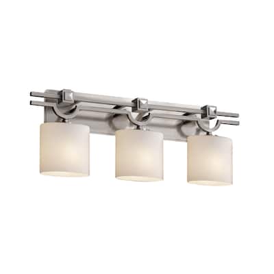 Justice Design Fusion Argyle 3-Light Brushed Nickel Bath Bar, Opal Oval Shade
