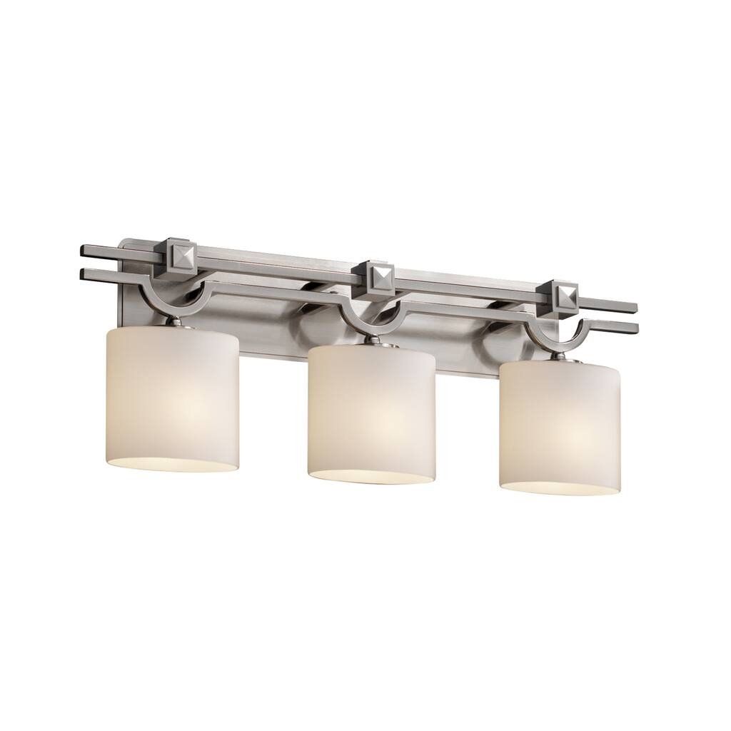 Justice Design Fusion Argyle 3-Light Brushed Nickel Bath Bar, Opal Oval Shade