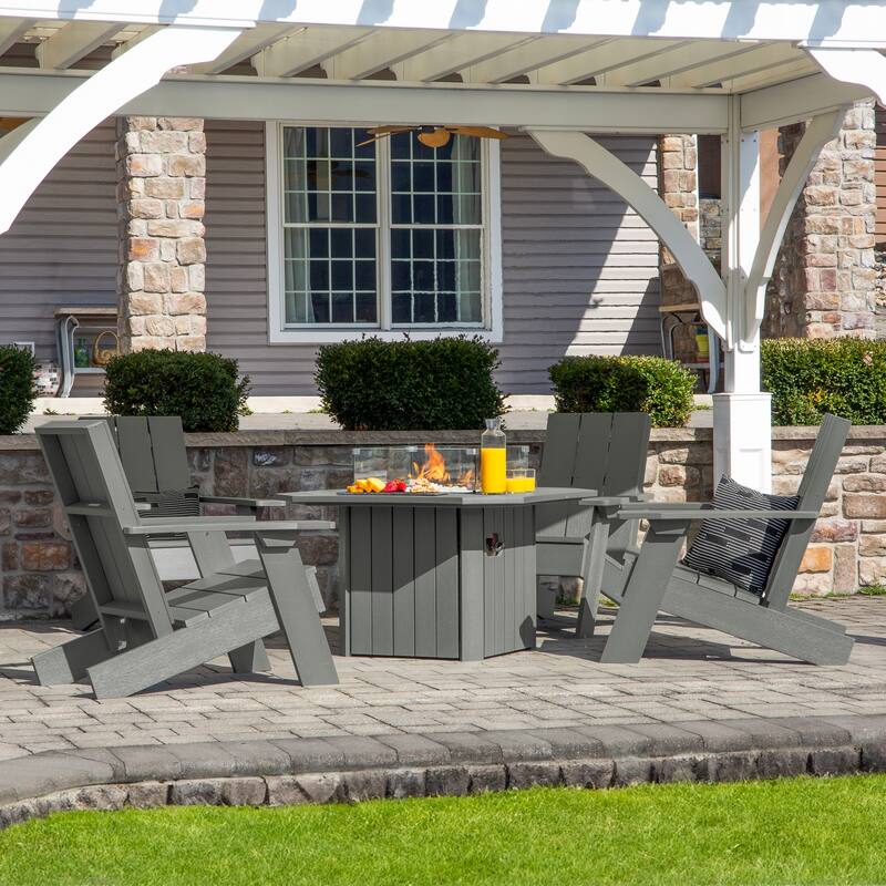 HIGHWOOD Modern Adirondack 5-Piece Fire Pit Conversation Set