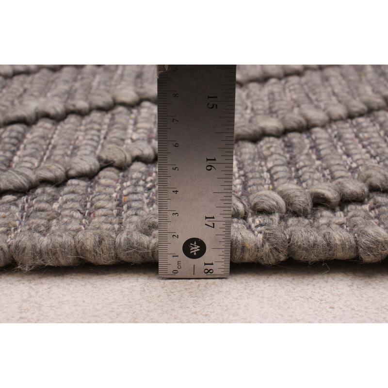ECARPETGALLERY Braid weave Sienna Grey Wool Rug - 6'1 x 8'9