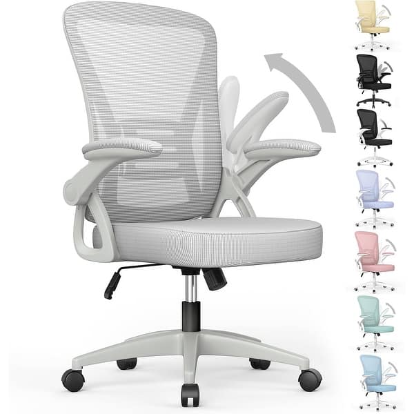 dimension image slide 2 of 8, Ergonomic Office Mid Back Chair - N/A