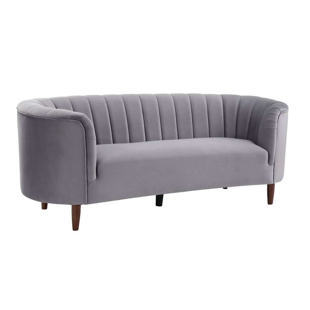 Velvet Upholstered Adjustable Sofa with Button Tufted in Gray