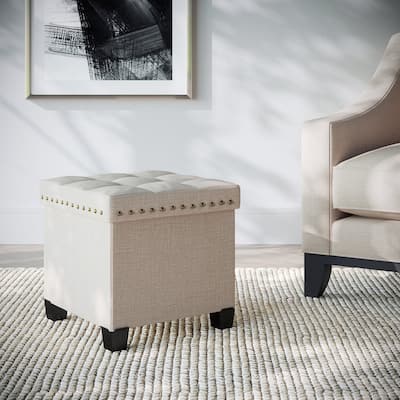Nathan James Payton Foldable Cube Storage Ottoman Footrest and Seat
