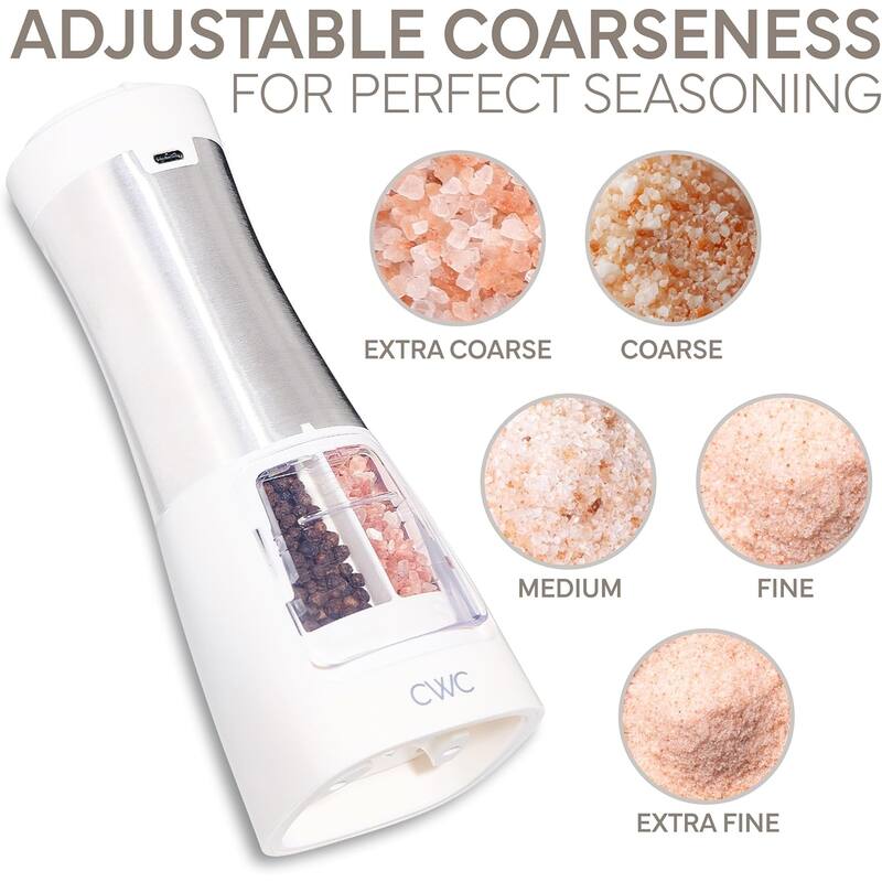 COOK WITH COLOR 2-in-1 Rechargeable Salt & Pepper Shaker - 2 Grinders for Salt and Pepper