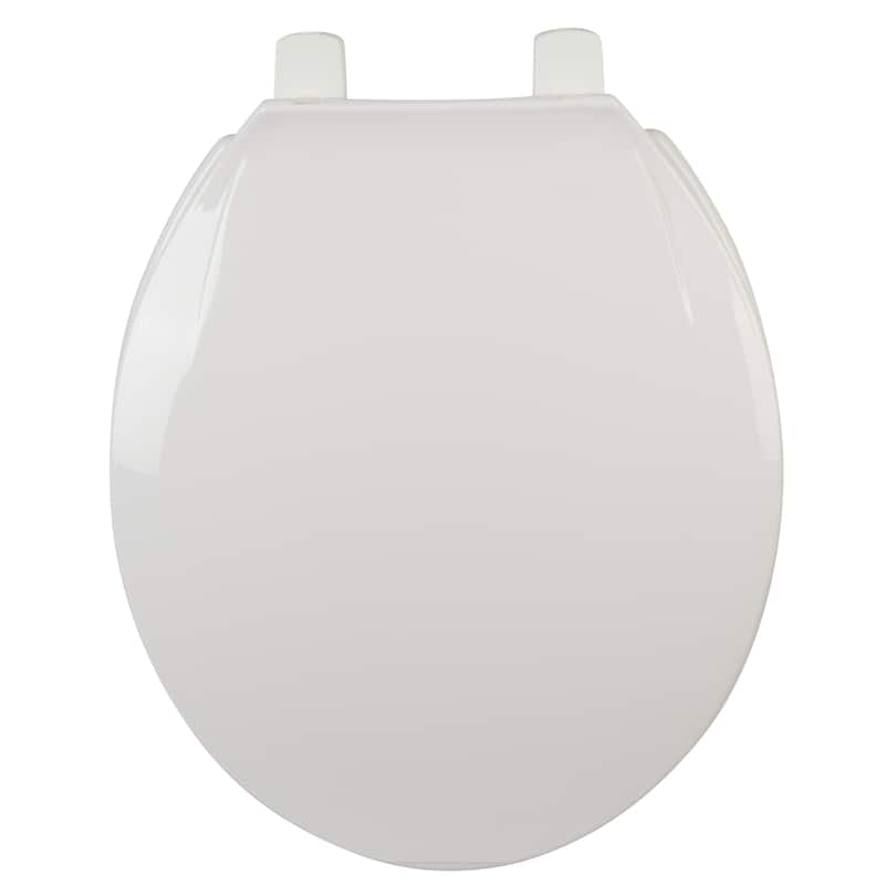 Bath Bliss Deluxe Plastic Round Toilet Seat in White - 14"x 17"x 1.8"