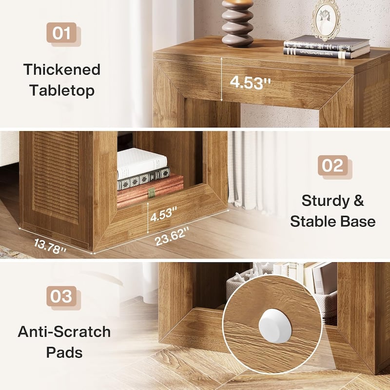 2-Tier End Table, Side Table with Sturdy Base, Square Bedside Table Nightstand