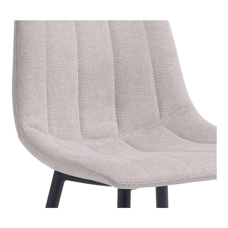 NADAAL STUDIOS Florian Counter Stool, Curved Back with Vertical Stitching and Steel Tapered Legs, Beige