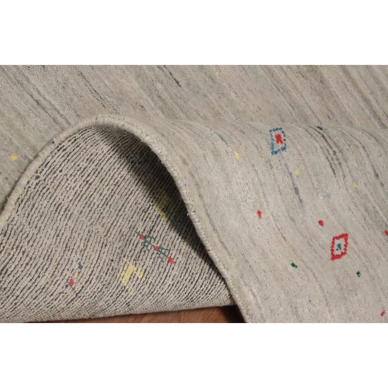 Hand Knotted Oriental 100% Wool Carpet Modern Modern Beige & Ivories Gabbeh Area Rug - 5' 11'' X 6' 1''