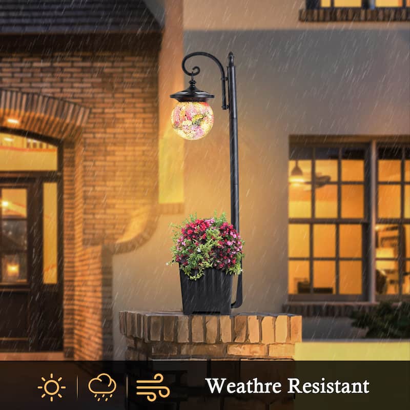 C Cattleya Integrated LED Solar Outdoor Post Light with Planter
