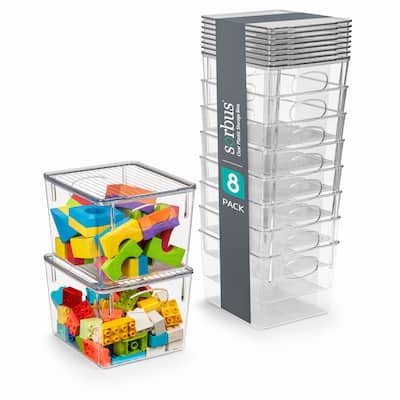Sorbus Large Storage Clear Containers with Lids Toy Bins and Organizers, Medium - 8 Pk