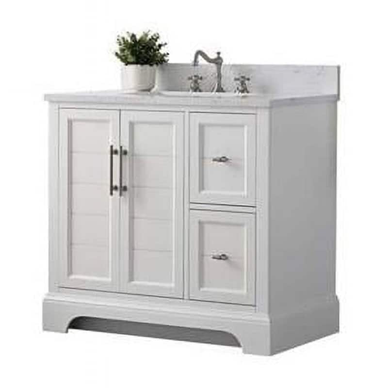 Vanity Art 36" Single Sink Bathroom Vanity with Top & Backsplash - White