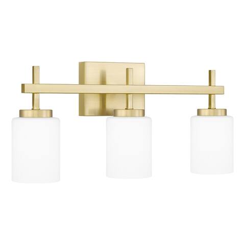 Ezra 3-Light Satin Brass Bath Light with Opal Etched Glass