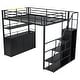 preview thumbnail 10 of 15, Metal Full Size Loft Bed with Storage Staircase and Wardrobe,Kids Bed with Shelves and Lockers