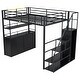 preview thumbnail 10 of 15, Metal Full Size Loft Bed with Storage and Wardrobe and Lockers for Home,Black